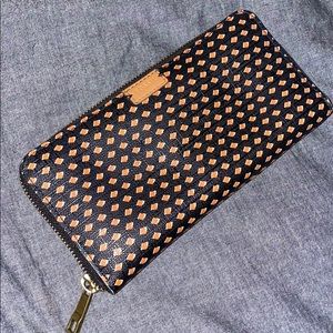Brown, Black, and White Fossil RFID Wallet